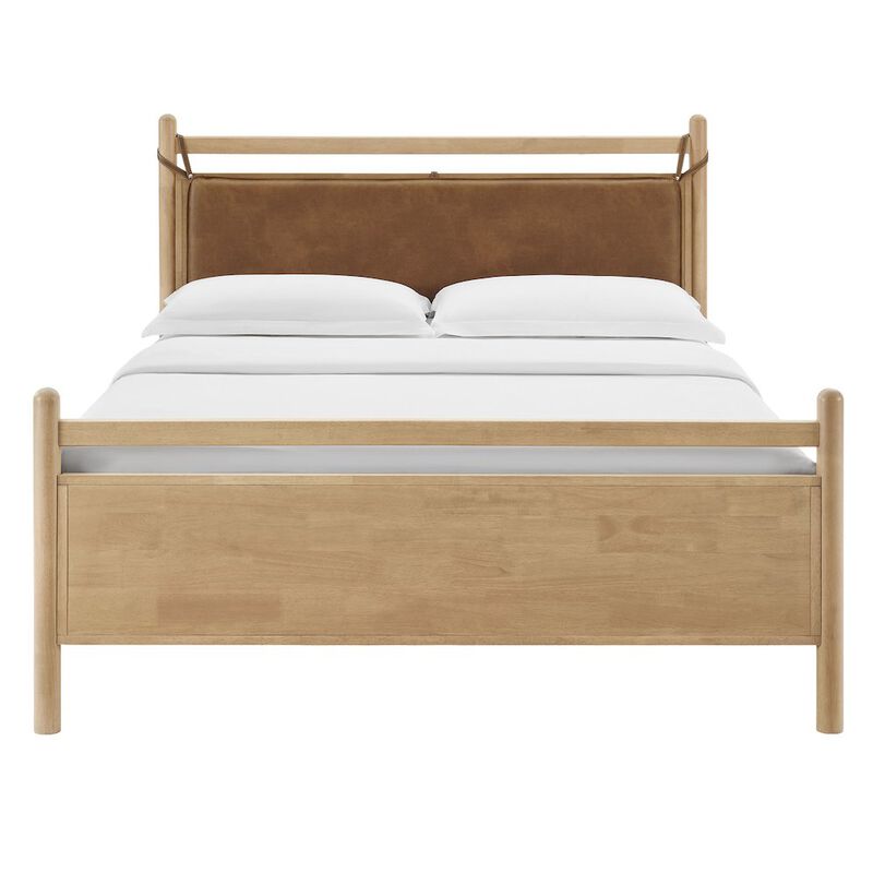 Leni Queen Size Vegan Leather and Wood Platform Bed Frame image number 4