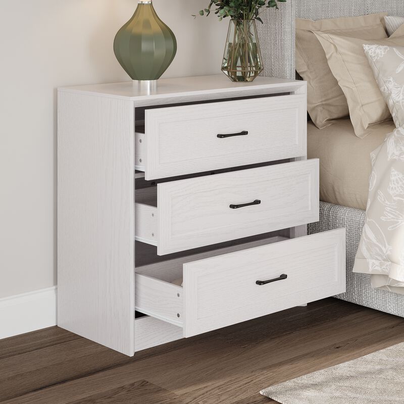 FUFU&GAGA Modern Wooden 3-Drawer Nightstand with Black Straight Pulls and Smooth Surface , (31.5 in. W x 15.7 in. D x 31.5 in. H), White
