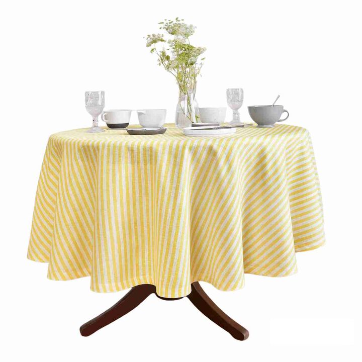 Linen Round Tablecloth - Amalfi Stripe