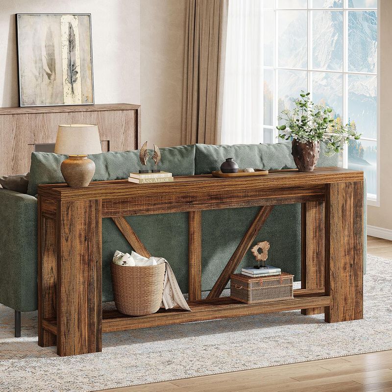 Tribesigns Farmhouse 2-Tier Console Table image number 6