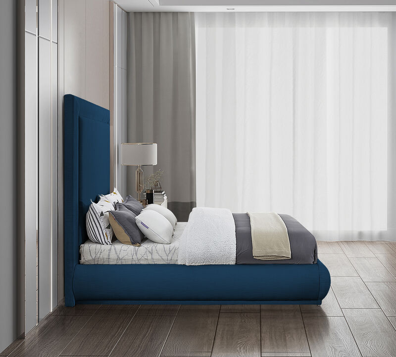 Meridian Furniture Brooke Navy Linen Textured Fabric King Bed image number 4