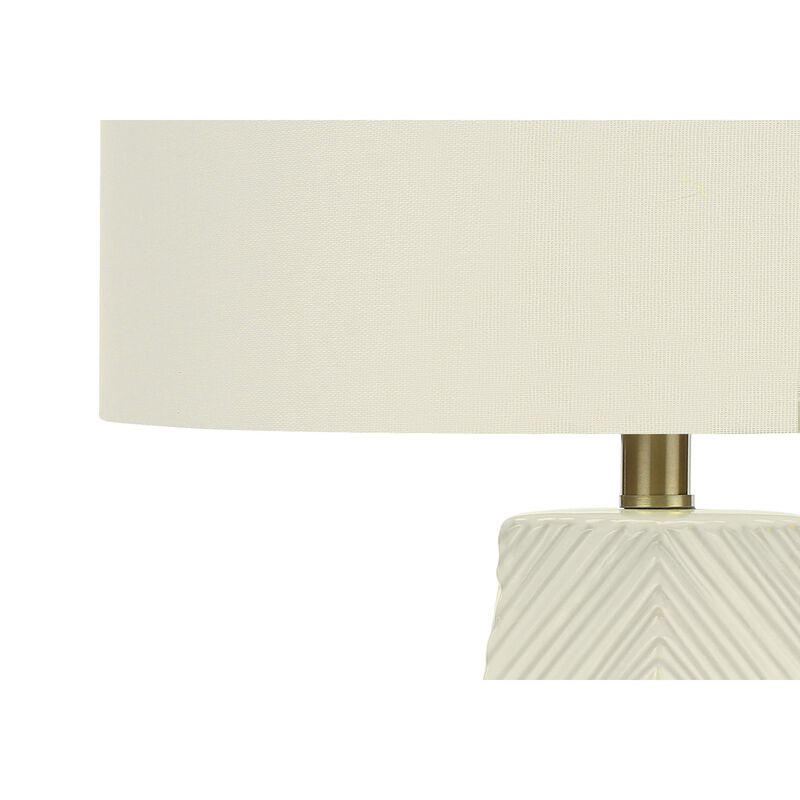 Monarch Specialties I 9614 - Lighting, 29"H, Table Lamp, White Ceramic, Ivory / Cream Shade, Contemporary