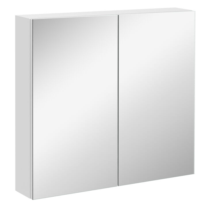 2 Door Floating Restroom Bathroom Vanity Mirror W/3-Tier Storage Shelves 24"x22"
