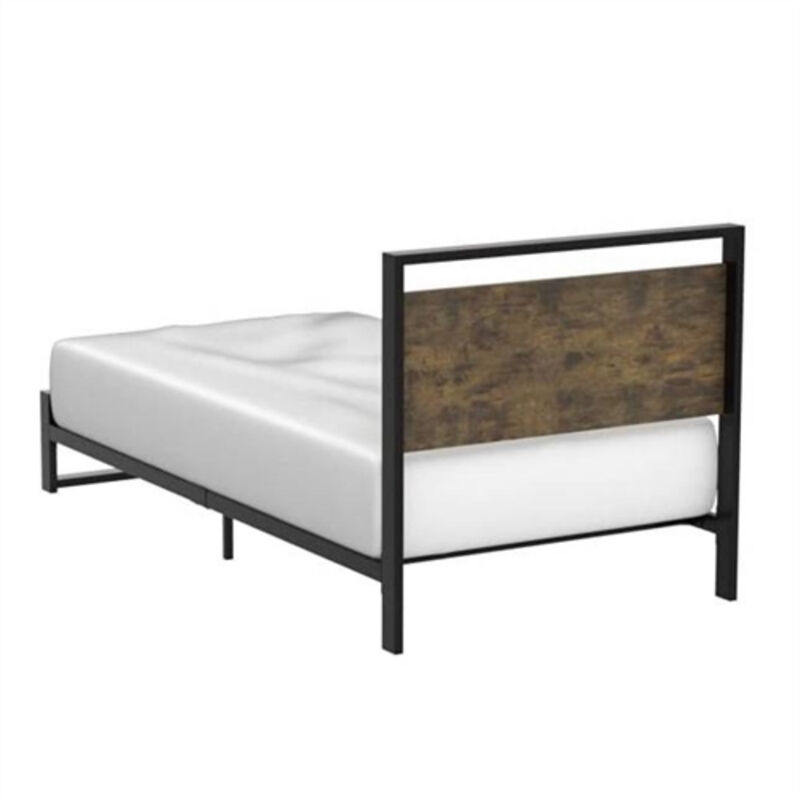 Modern Farmhouse Platform Bed Frame with Wood Panel Headboard Footboard