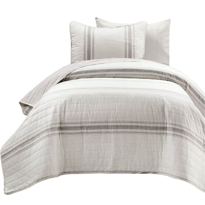 Reversible Stripe Quilt Set – 2-Piece 100% Cotton Bedding