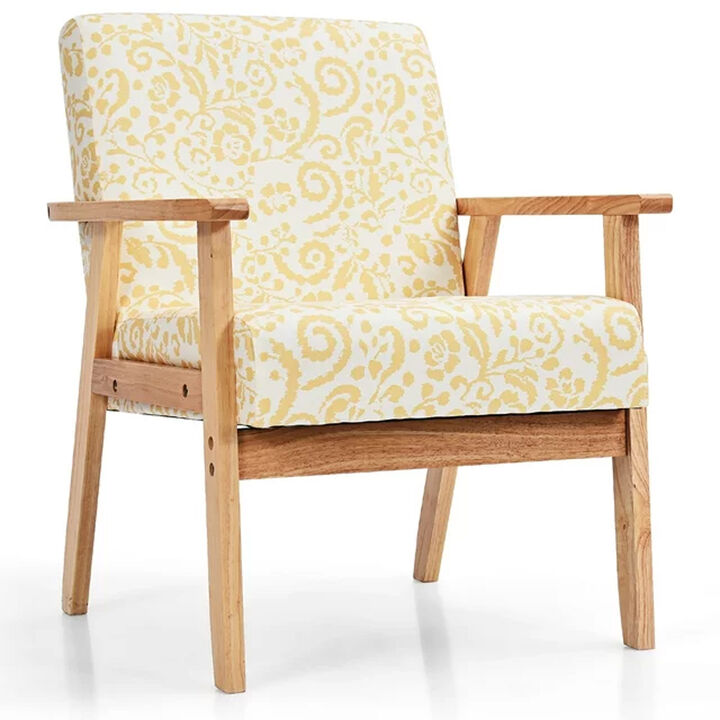 Modern Accent Armchair Fabric Lounge Chair with Rubber Wood Leg