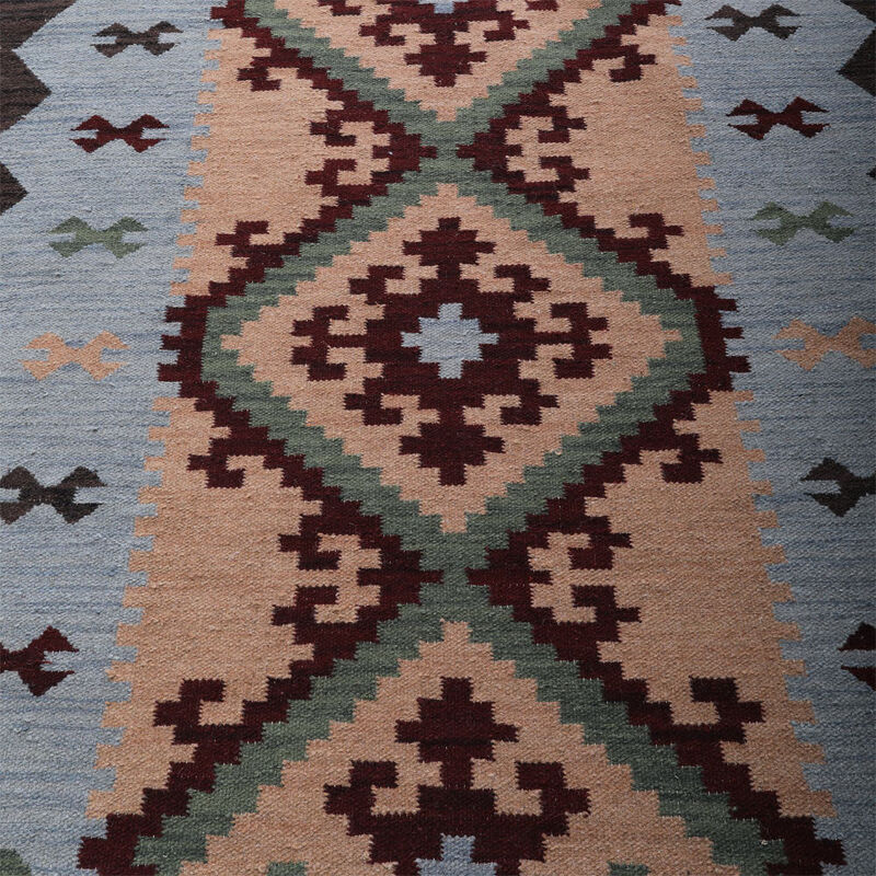 RUGSOTIC CARPETS HAND WOVEN FLAT WEAVE KILIM WOOL ECO-FRIENDLY AREA RUGS  - Rectangle Shape, Contemporary Modern Design, Low Pile Handmade Rugs for Living Room (D00137) image number 3