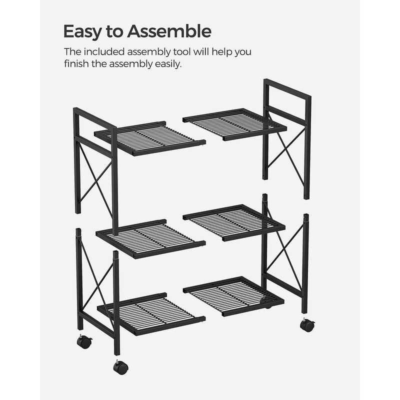 3-Tier Metal Storage Rack with Wheels