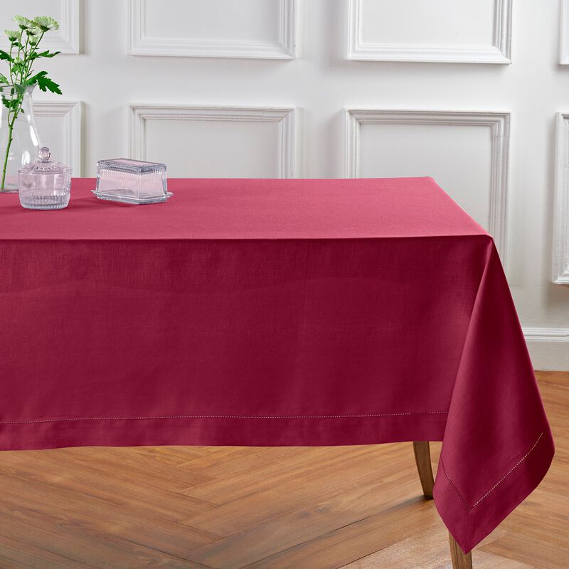 Solino Home Classic Hemstitch 100% Linen Tablecloth &ndash; Handcrafted, Machine Washable, Perfect for Holiday and Everyday Dining