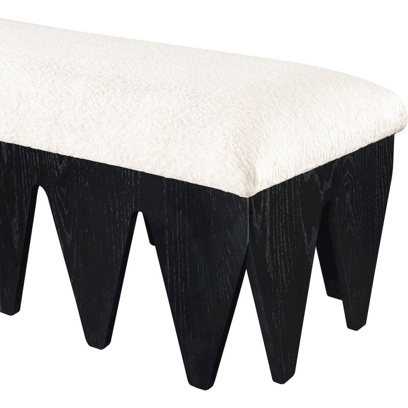 Meridian Furniture Altair Cream Velour Fur Fabric Bench
