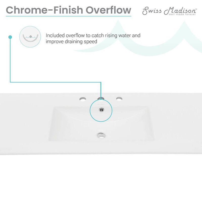 48" 3-Hole Widespread Vanity Sink Top in Glossy White image number 4