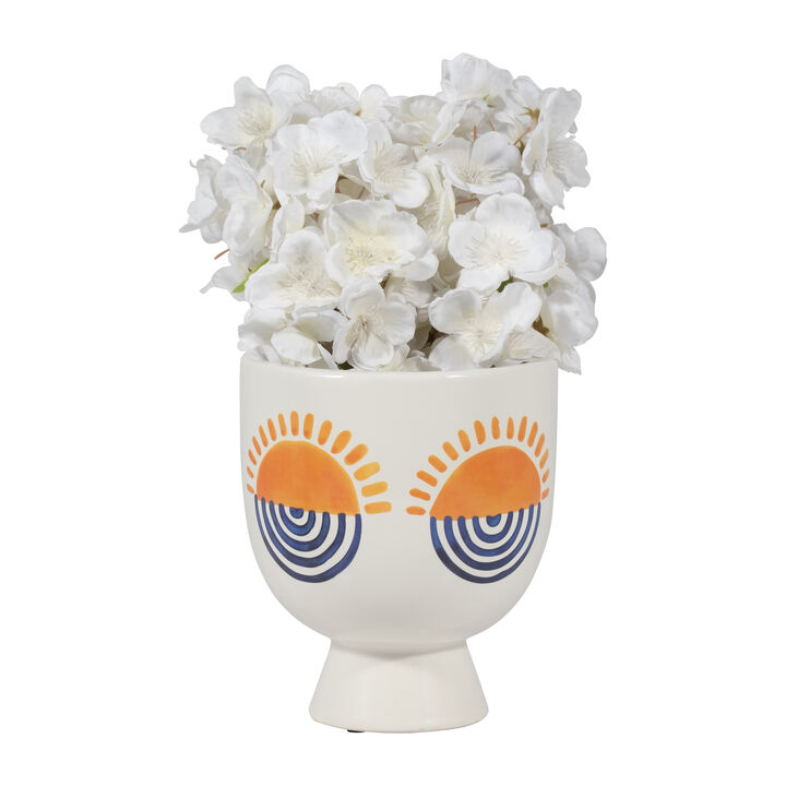 6" White Stone Sunrise Eyes Vase