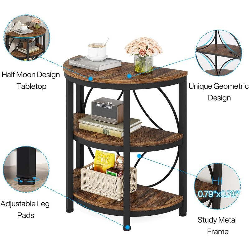 3-Tier Half-Round End Table image number 6