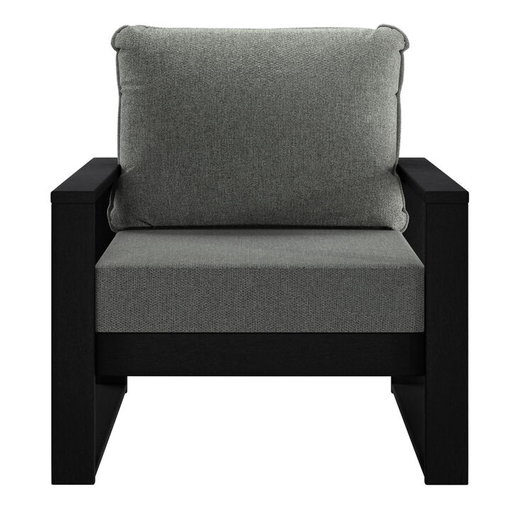 WestinTrends Outdoor Modern HDPE Patio Club Chair with Waterproof Deep Seat Cushions