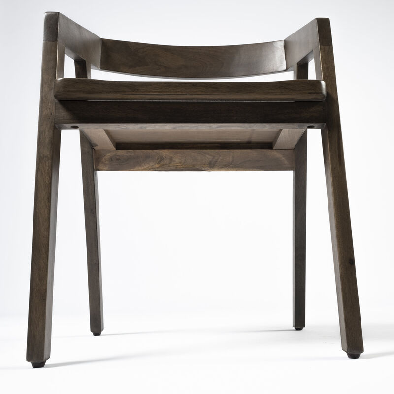 HomeRoots Set Of Two Brown Wood Open Back Arm Chairs image number 2