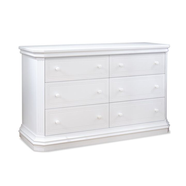 Sorelle Primo Double Dresser, White - 6-Drawer Wood Nursery Chest for Kids