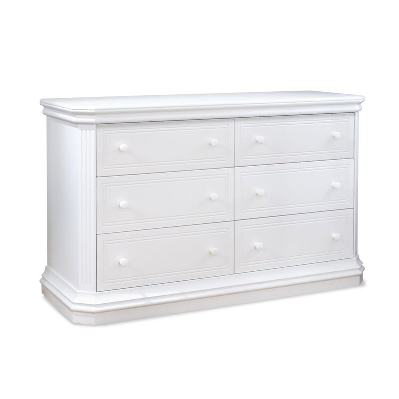 Sorelle Primo Double Dresser, White - 6-Drawer Wood Nursery Chest for Kids image number 1