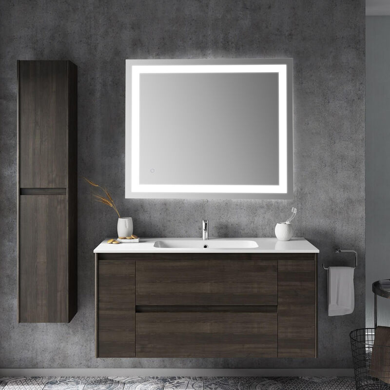 Remy Rectangular Frameless Antifog Front-Lit Wall Bathroom Vanity Mirror, Smart Touch