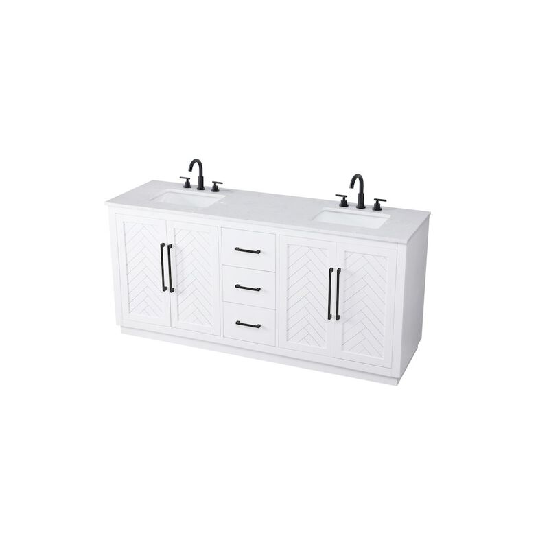 Elegant Kitchen and Bath 72 inch Double Bathroom Vanity in White