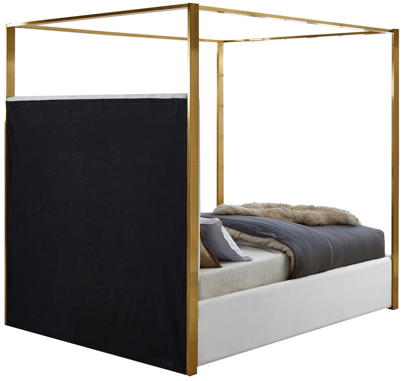 Meridian Furniture Jones White Vegan Leather Queen Bed image number 5