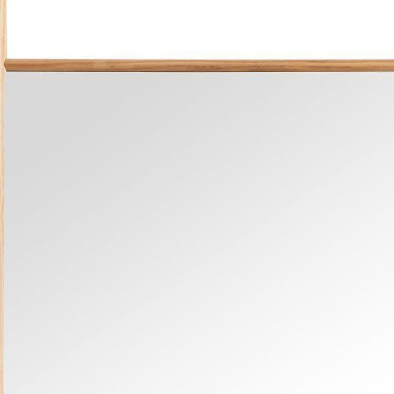 HomeRoots 71" Natural Solid Wood Ladder Leaning Framed Full Length Mirror image number 3