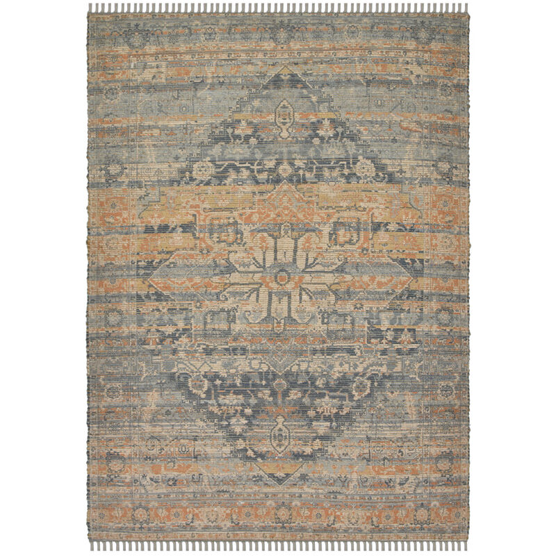HomeRoots 4' X 6' Orange Beige And Gray Oriental Hand Woven Area Rug With Fringe image number 2