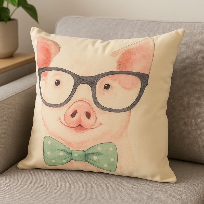 HomeRoots 18" Pink Cream And Beige Pig Linen Throw Pillow Cover image number 1