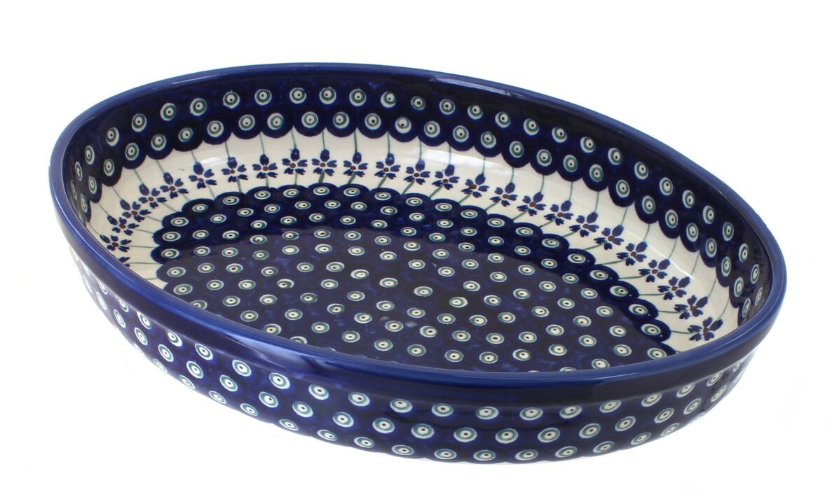 Blue Rose Polish Pottery Xandra Medium Oval Baker
