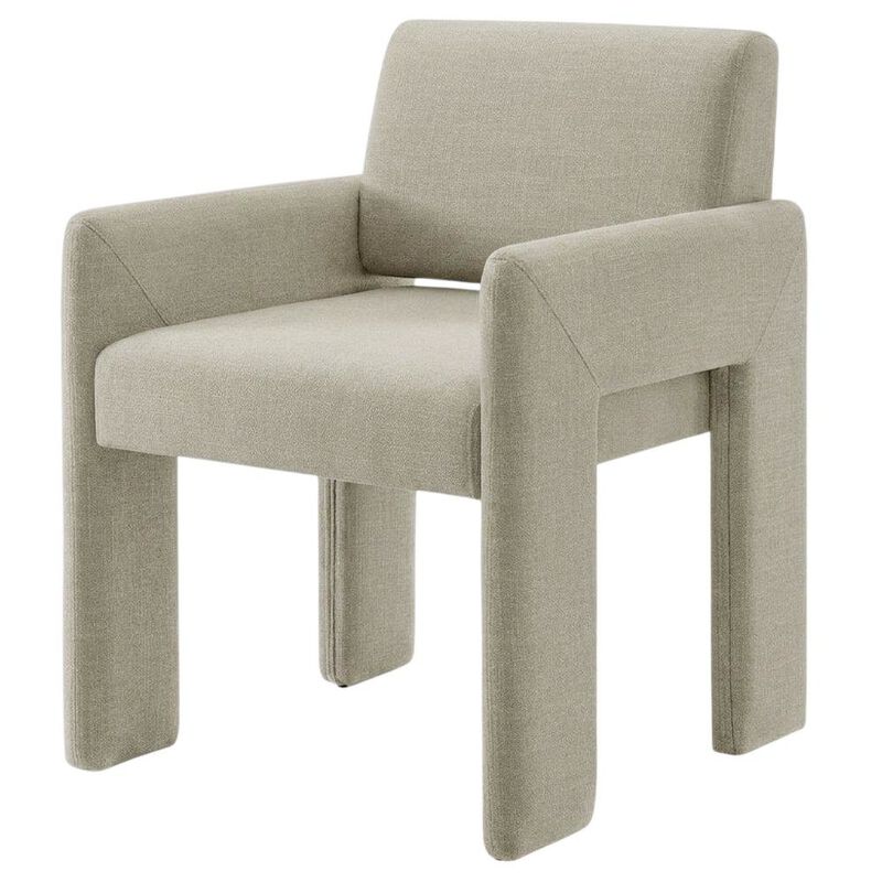 Fabric-Upholstered Dining Chair with Arms and Thick Cushion for Kitchen, Linen image number 1