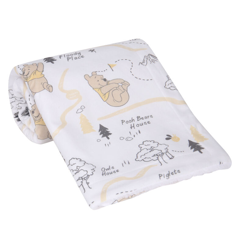 Lambs & Ivy Disney Baby Pooh and the Hundred Acre Woods White Baby Blanket
