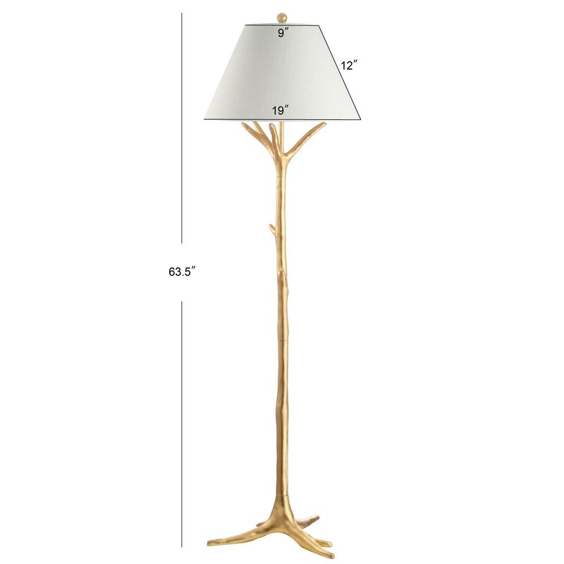 Arbor 63.5" Faux Bois Resin LED Floor Lamp, Gold Leaf