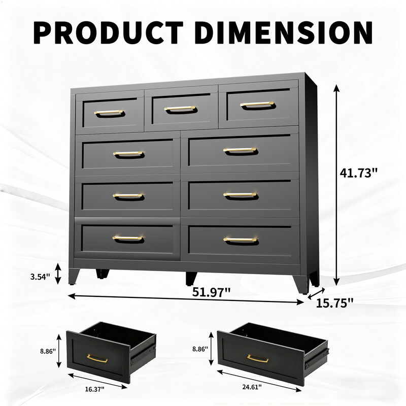 Kankes  9-Drawer Metal Dresser image number 3