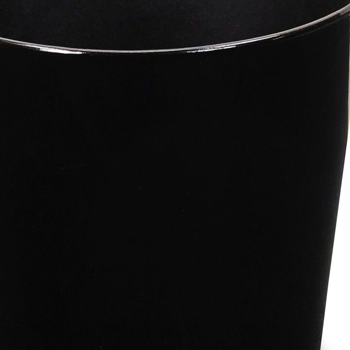 HomeRoots 9" Black Recycled Plastic Indoor Outdoor Round Pot Planter