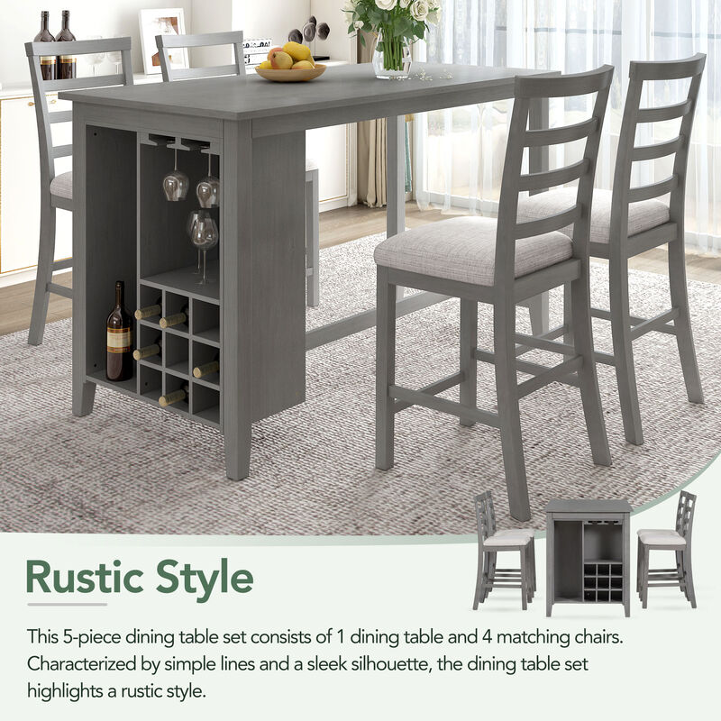 Streamdale 5-Piece Rubberwood Dining Set with Padded Chairs