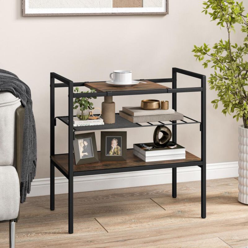 Hivvago Industrial Entryway Table with Removable Panel and Mesh Shelf