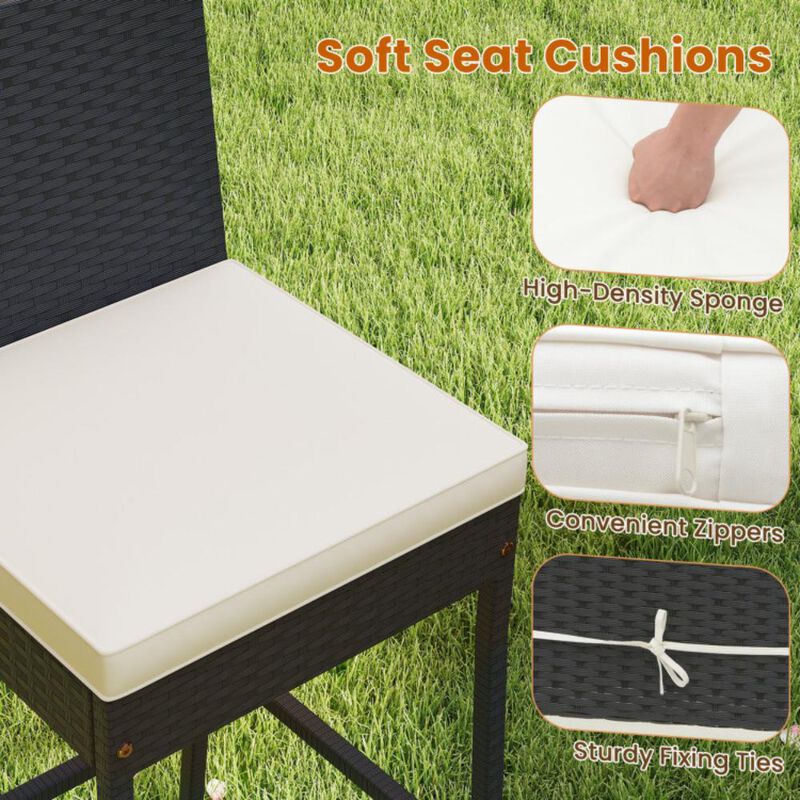 Hivvago 7 Pieces Patio Rattan Bar Set with Seat Cushions for Porch Yard Garden