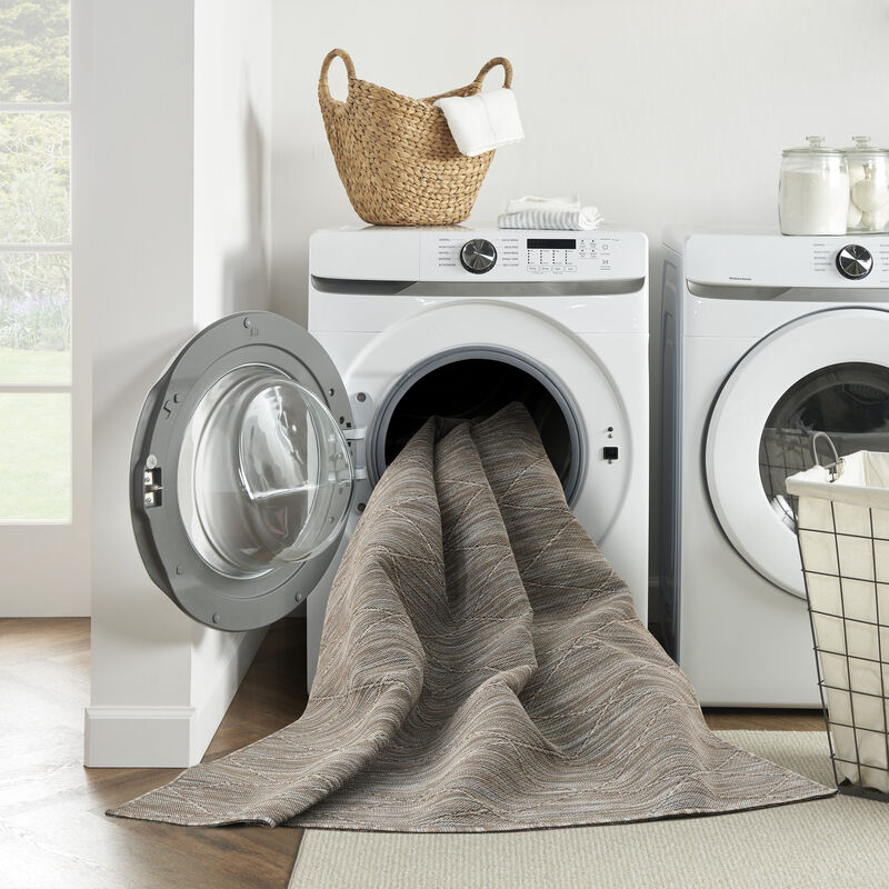 Washable Solutions WSL01 Gray/Mocha 8' x Round Rug