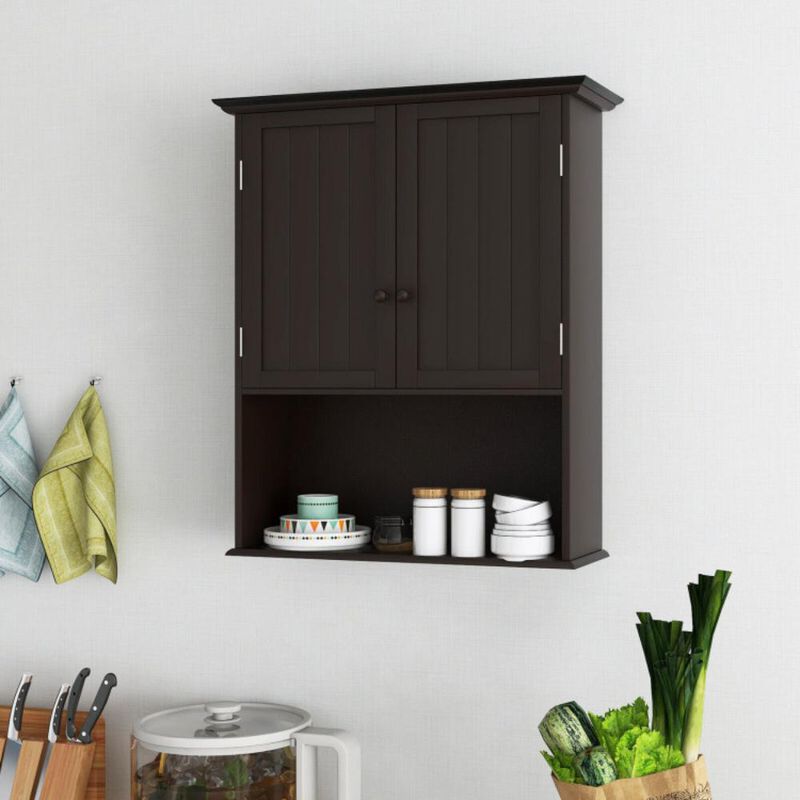 Hivvago 2-Door Wall Mount Bathroom Storage Cabinet with Open Shelf