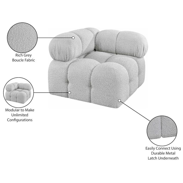 Meridian Furniture Ames Grey Boucle Fabric Corner