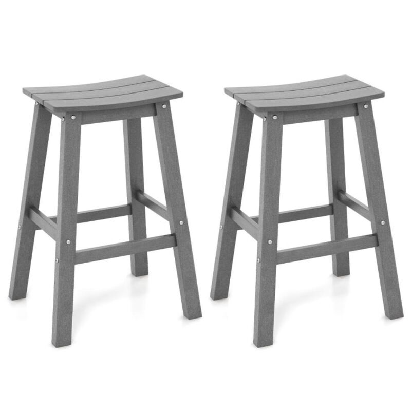Hivvago 29 Inch HDPE Patio Bar Stool Set of 2 Armless Saddle Stools