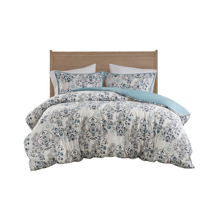 Gracie Mills Candice 3 Piece Floral Printed Cotton Duvet Cover Set