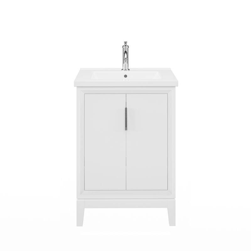 Elise 24 In. Integrated Ceramic Sink Top Vanity in Pure White