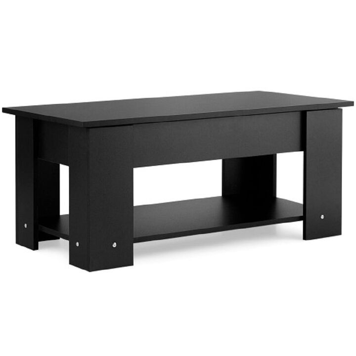 Coffee Table with Lift-up Desktop and Hidden Storage-Black