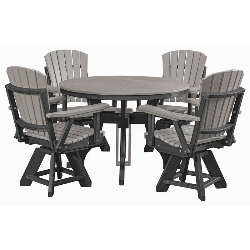 American Furniture Classics Five Piece Round Dining Height Dining Set in Light Grey with a Black Base