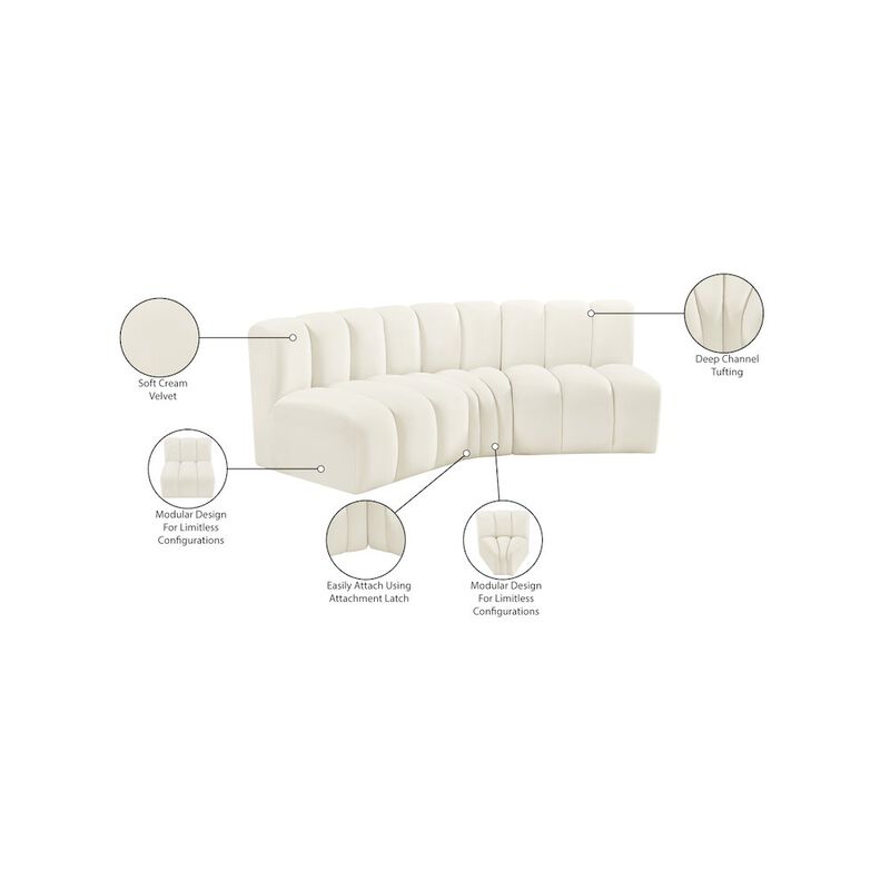 Meridian Furniture Arc Cream Velvet Modular Sofa