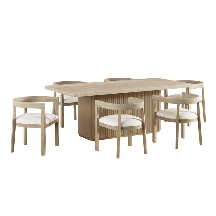 Christopher Knight Home Aston Contemporary 7 Piece Dining Set with Rubberwood Upholstered Chairs