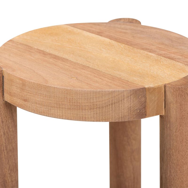 bali & pari Shadi Acacia Wood Multipurpose Accent Stool - Sculptural End Table with Tripod Base for Living Room, Bedroom or Dining Room image number 2