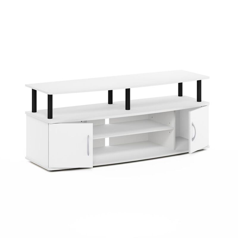 Furinno JAYA Large Entertainment Center Hold up to 55-IN TV, White/Black