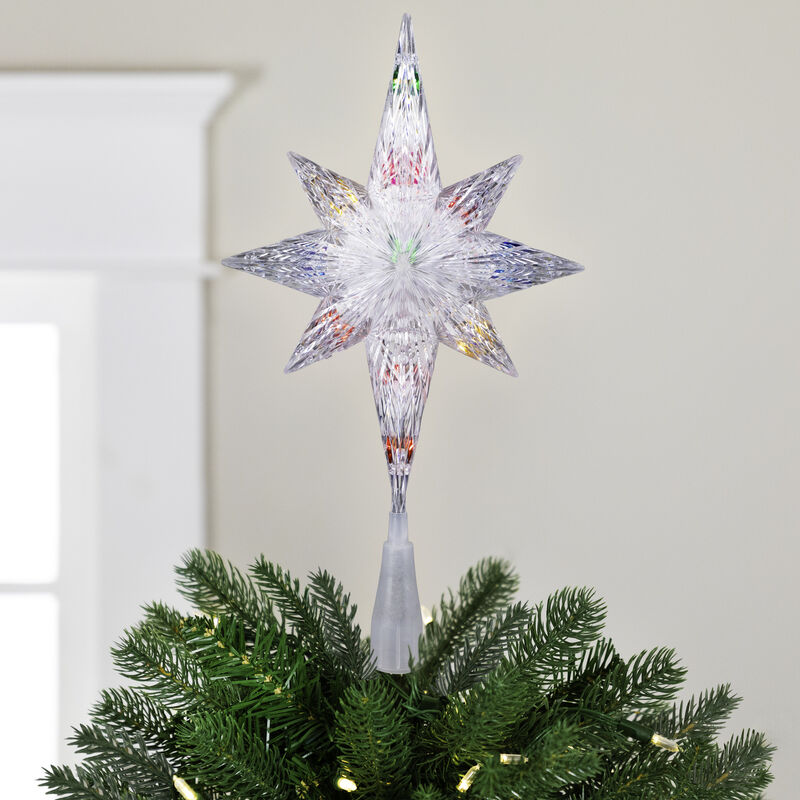 11" Lighted Clear 8 Point Star of Bethlehem Christmas Tree Topper - Multicolor Lights image number 1