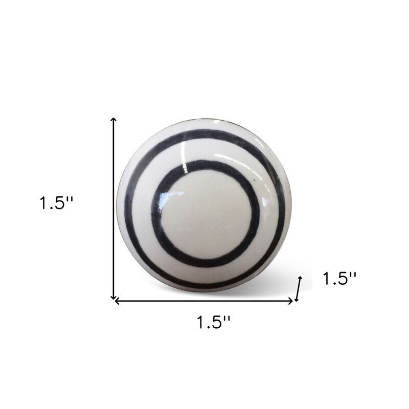 HomeRoots Set of Eight Black And White Ceramic And Metal Drawer Pull Knobs image number 4